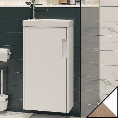 Тумба под раковину Velvex Klaufs 40 tpKLA.40.1D-617.216 подвесная Белый+Дерево, артикул tpKLA.40.1D-617.216