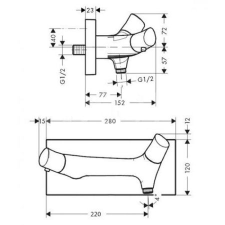 Смеситель для душа, Axor, Axor Starck Organic, тип открывания воды-двухвентильный, тип регулирования воды-термостатический картридж, тип установки-настенный, отверстия для монтажа-2, комплектация-с шумопоглотителем, цвет-хром, артикул 12602000