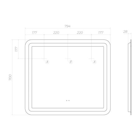 Зеркало VIGO Jess Classic 800 (241), артикул 241