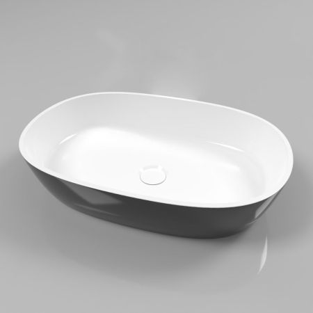 Умывальник WHITECROSS Opal 56x38 (черный/белый глянец) иск. камень