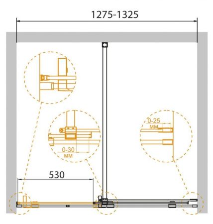 Душевая дверь в нишу CEZARES STREAM-BF-1, артикул STREAM-BF-1-130-C-Cr