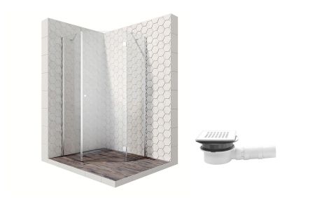 Душевой уголок Ambassador Diamond 12011112R-MA1, пятиугольный, точечный трап, 100х100, артикул 12011112R-MA1