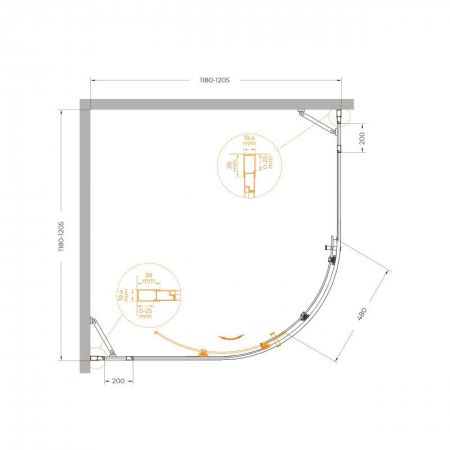 MOLVENO-R-11-90+20-C-BORO-IV Душевой уголок, артикул MOLVENO-R-11-90+20-C-BORO-IV