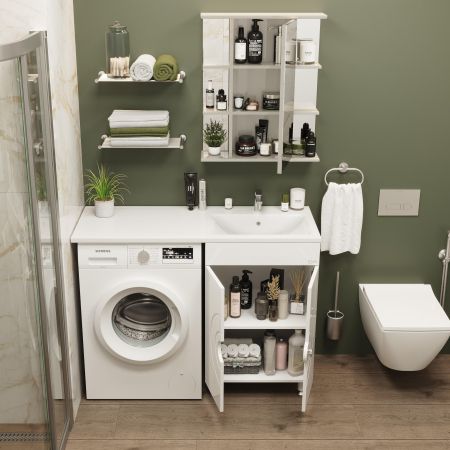 Тумба Onika Космос 60 напольная, под стиральную машину, белая (ум.Onika 120), артикул 106019