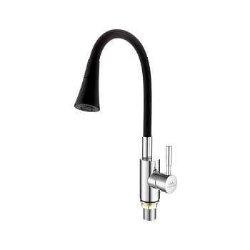 Смеситель для кухни с гибким изливом FASHUN A4053+B14, хром/черный