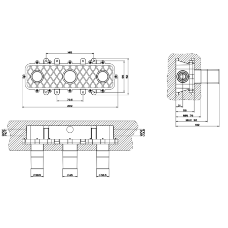 Gessi Внутренняя часть встраиваемого двухвентильного смесителя Gessi Внутренняя часть встраиваемого двухвентильного смесителя