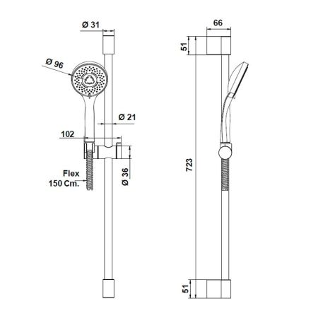 Bongio Pi7 Душевой набор, цвет хром, артикул 00875CR3GPR