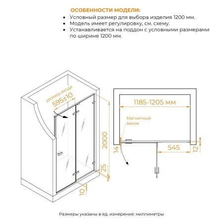 Душевая дверь RGW SV-004B (Прозрачное, 1200)