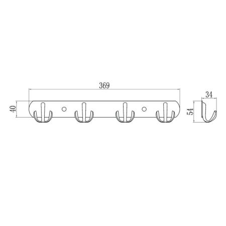 Планка с крючками Savol S-002254, хром, артикул S-002254