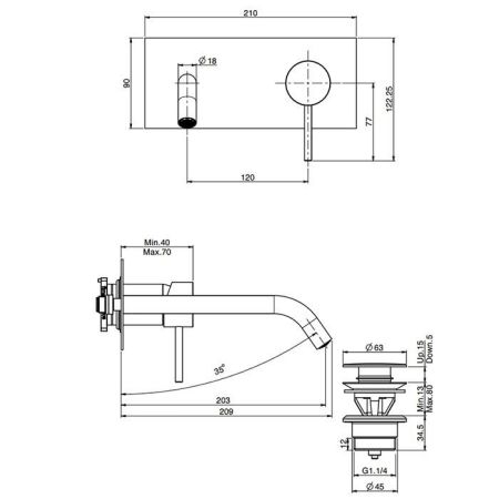 Fima Carlo Frattini Spillo Up Cмеситель для раковины, встраиваемый, излив: см., цвет: хром, артикул F3051WLX5CR
