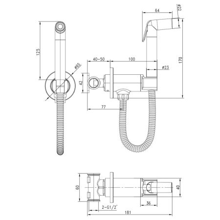 Смеситель Lemark Solo с гигиеническим душем, встраиваемый (LM7171GM), артикул LM7171GM