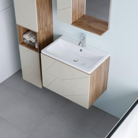 Тумба под раковину подвесная Бриклаер КРИСТАЛЛ латте, 70 см, артикул 4627125416934