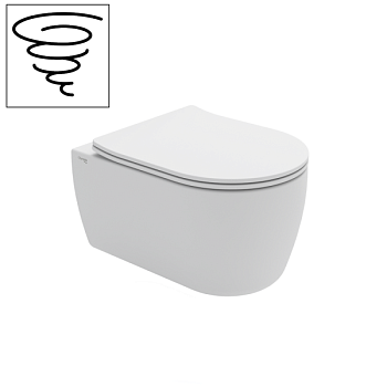 Olympia Tornado, подвесной унитаз с вихревой системой смыва, с сиденьем микролифт, цвет белый матовый