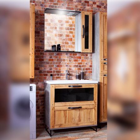 Комплект мебели для ванной Бриклаер ЛОФТ 80, метрополитен грей, артикул ЛОФТ 80