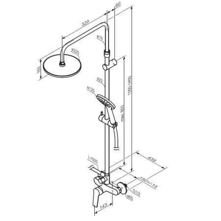 977710000 Jupiter душевая система с душевым смесителем, хром, артикул 977710000