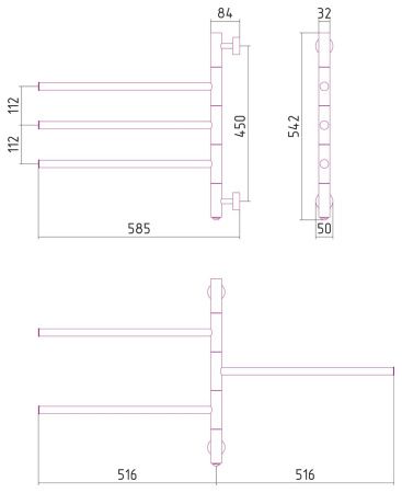 Электрический полотенцесушитель СУНЕРЖА "Триада" 540х585 (35.8 Вт) (Матовый Чёрный)