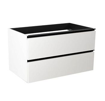 Visobath Granada, тумба 120 см, 2 ящика c черными ручками, цвет белый матовый лак (B-Ada)