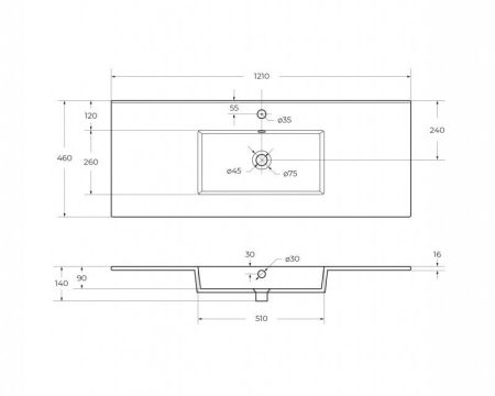 PLANE База под раковину подвесная с двумя выкатными ящиками, Белый глянец, 1000x458x500, PLANE-1000-2C-SO-BL, артикул PLANE-1000-2C-SO-BL