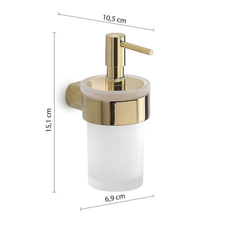 Gedy Pirenei, настенный стеклянный дозатор с пластиковой помпой, цвет золото (PVD), артикул PI81(87)