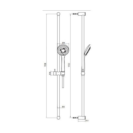 Gattoni PD Душевая стойка 114см с 3х режимной лейкой, шлангом и мыльницей, цвет хром, артикул 1086/PDC0