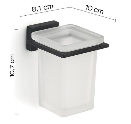 Gedy Atena, настенный стеклянный стакан, цвет черный матовый, артикул 4410(14)