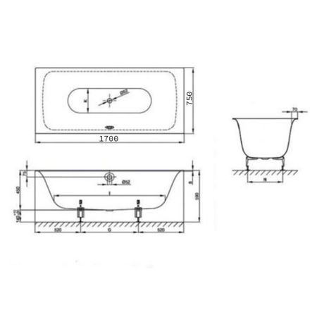 Опора для ванны, Bette, универсальная, комплект-2 штуки, артикул B23-1500