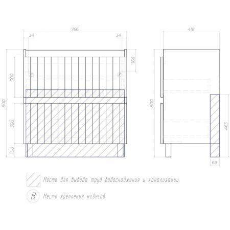 Тумба с раковиной напольная VIGO Finlay tn.FIN.COM.80.2Y, 80 см, артикул tn.FIN.COM.80.2Y-com