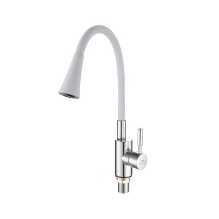 Смеситель для кухни с гибким изливом FASHUN A4053+B13, хром/белый