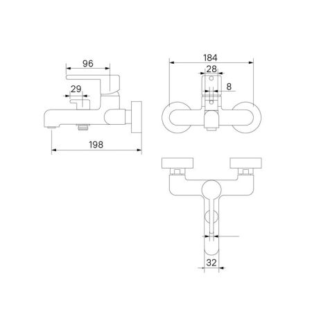 Смеситель для ванны, хром матовый, Aiger, IDDIS (AIGBC00i02WA), артикул AIGBC00i02WA