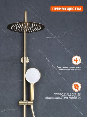 Душевая система Prohanss P31.24.03, сатин золотой