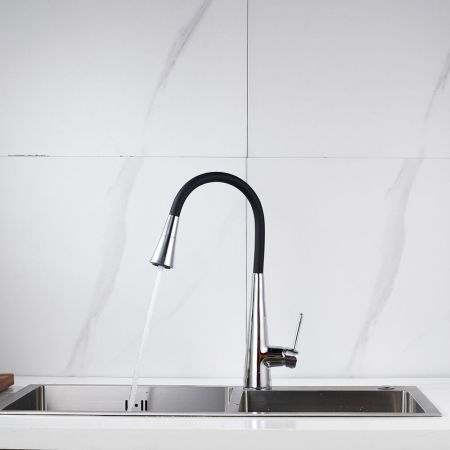 Смеситель для кухни с гибким изливом и режимом "душ" Rose R213, хром