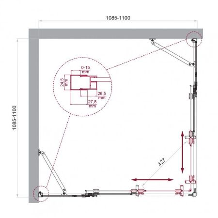 LUCE-A-22-100+30-C-Cr Душевой уголок, артикул LUCE-A-22-100+30-C-Cr