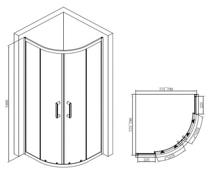 Душевой уголок ABBER Schwarzer Diamant AG01080B