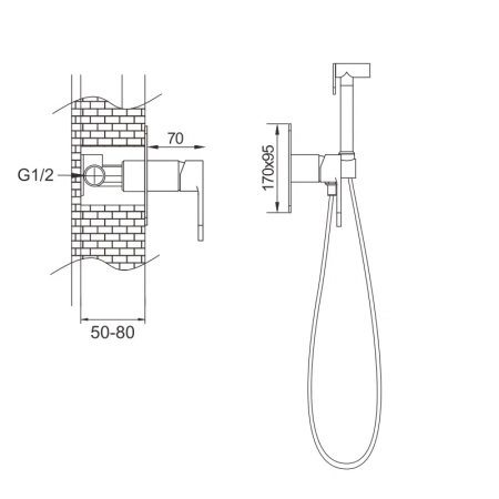 Гигиенический душ со смесителем Rose R205, хром, артикул R205