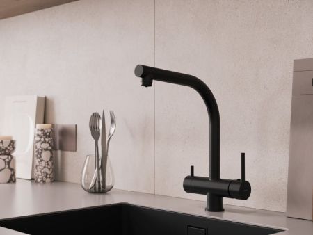 Смеситель для кухни Cersanit CREA однорычажный с фильтром черный (68223), артикул 68223