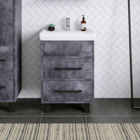 Тумба под раковину напольная Бриклаер ЧИЛИ цемент, 55 см, артикул 4627125415203