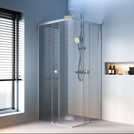 W94G-403-9090-МТ Душевое ограждение X-Joy Square Slide 90х90, мат хром, прозрачное, артикул W94G-403-9090-МТ