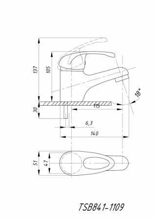 Смеситель для раковины TSARSBERG (TSB-841-1109) тип См-УмОЦБА, артикул TSB-841-1109