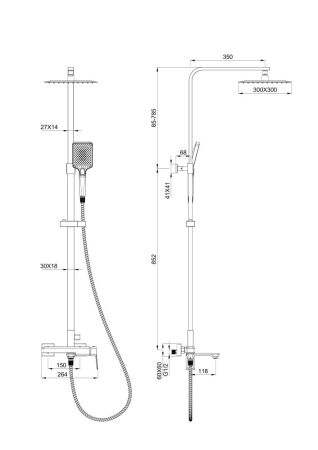 Душевая система WONZON & WOGHAND DIAMOND, Брашированный никель (WW-88739011-BN), артикул WW-88739011-BN