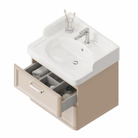 Kerama Marazzi Тумба POMPEI напольная с 2 ящиками 60, камео бежевый глянцевый, артикул PO.N.60.2\CAM