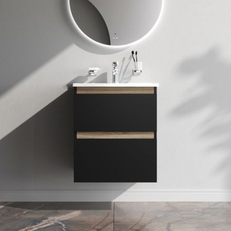 M85AFHX0552BM X-Joy, База под раковину, подвесная, 55 см, 2 ящика, черный матовый, артикул M85AFHX0552BM