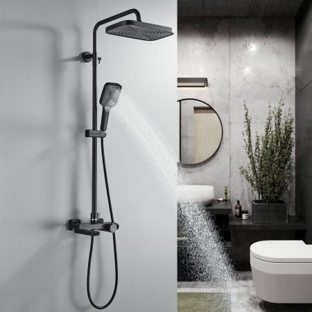 Душевая система с термостатом Rose R1896H, черный