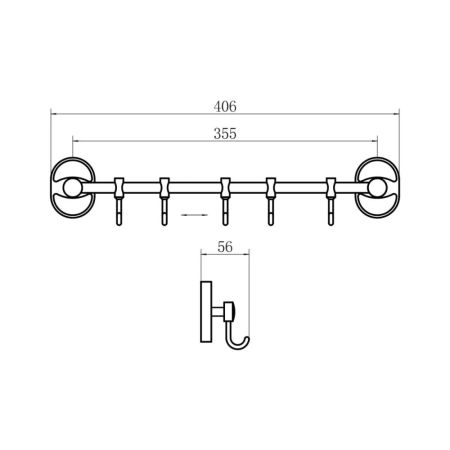 Планка с крючками для полотенец FASHUN A1915-5, хром