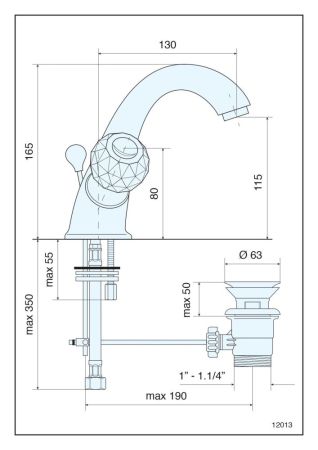 Смеситель Deco Cristall с донным клапаном для раковины, цвет бронза, артикул 12013CRIBR