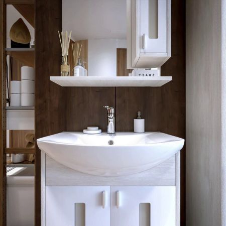 Комплект мебели для ванной Бриклаер БАЛИ 60R, светлая лиственница/белый, артикул БАЛИ 60R