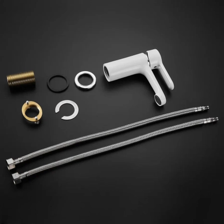 Смеситель для раковины Shevanik S8101F, белый/хром