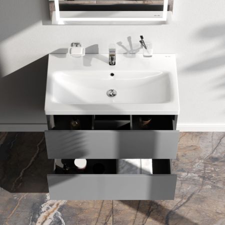 M90FHX07522GM GEM, База под раковину, подвесная, 75 см, 2 ящика push-to-open, графит матовый, артикул M90FHX07522GM