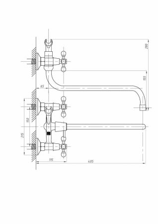 Смеситель для ванны с душем FAUZT FZs-471-54 тип См-ВУДРНШлА, артикул FZs-471-54