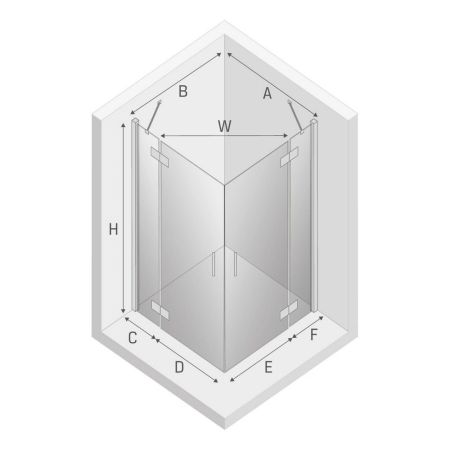 Душевое ограждение NEW TRENDY NEW RENOMA 2D 90x120x195 D-0104A/D-0110A (хром), артикул D-0104A/D-0110A