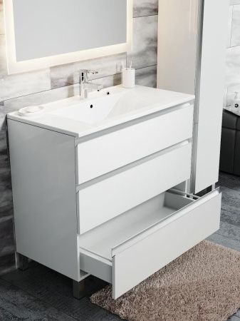 Тумба с раковиной SanVit Авеню-3 90 kavenu390 в цвете Ral Черный глянец